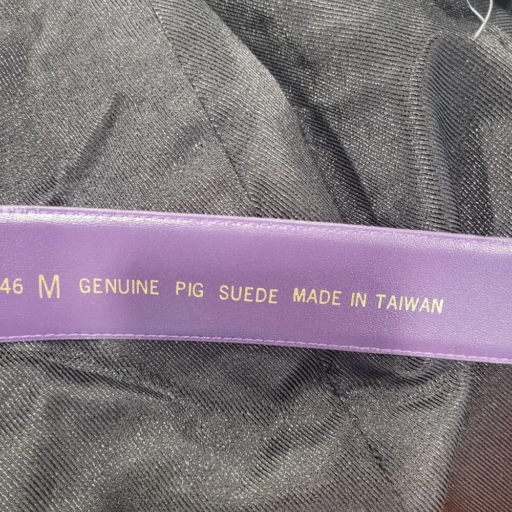 Vintage Sostanza Belt Medium Purple Suede Leather Wide Embroidered‎ Boho 80s